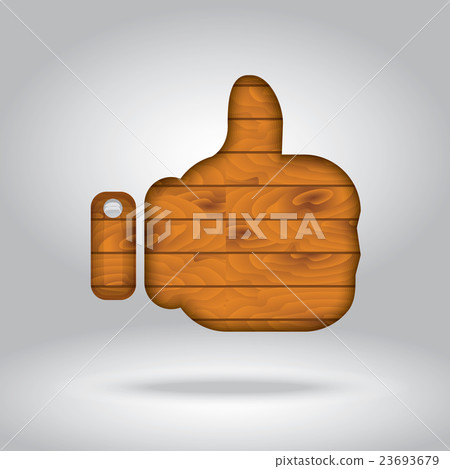 Thumb up icon in wood texture Thumb up icon in wood texture 23693679