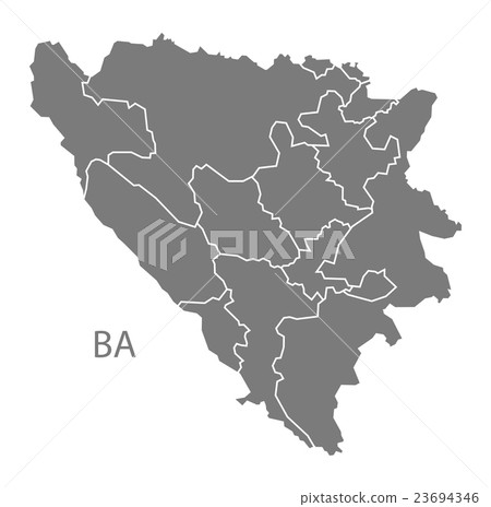 Bosnia Hercegovina regions Map grey Bosnia Hercegovina regions Map grey 23694346