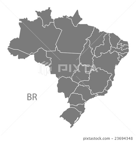 Brazil Map with districts grey Brazil Map with districts grey 23694348