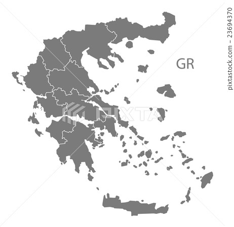 Greece regions Map grey Greece regions Map grey 23694370