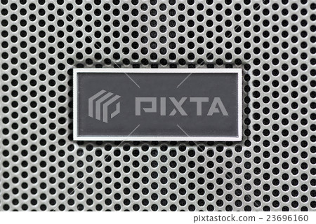 Metal plate label on metal steel grid Metal plate label on metal steel grid 23696160