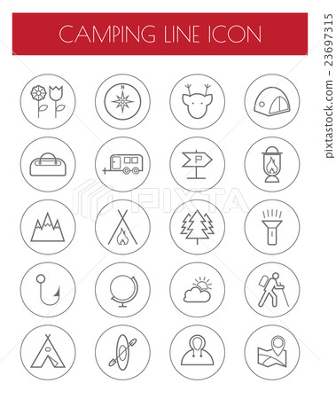 Camping thin line icon set.vector/eps10. - Stock Illustration [23697315 ...