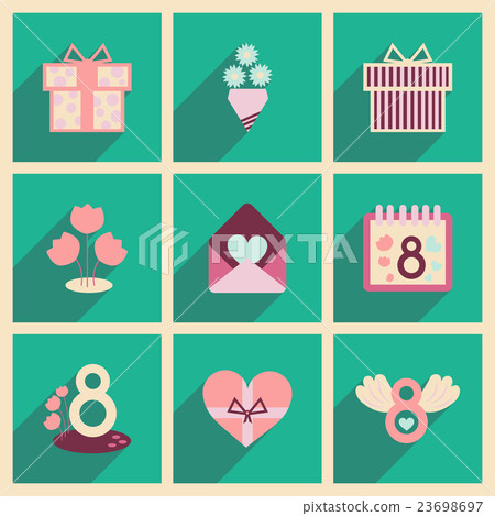 Concept of flat icons with long shadow women's Day Concept of flat icons with long shadow women's Day 23698697