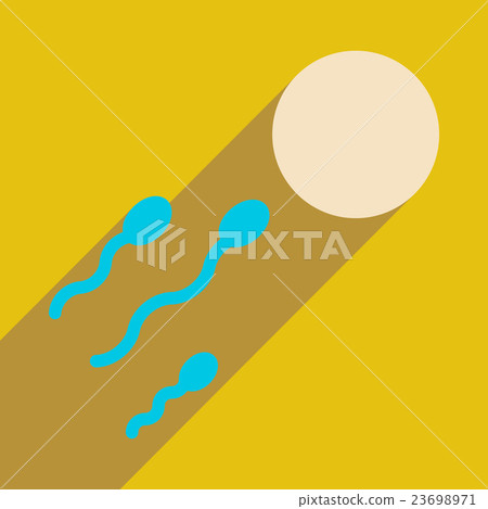 Flat web icon with long shadow egg sperm 23698971