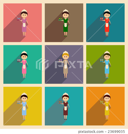 Concept of flat icons with long shadow girl Concept of flat icons with long shadow girl 23699035