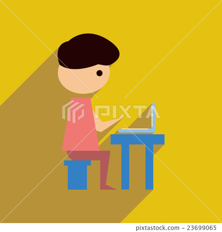 Flat web icon with long shadow Man programmer - Stock Illustration ...