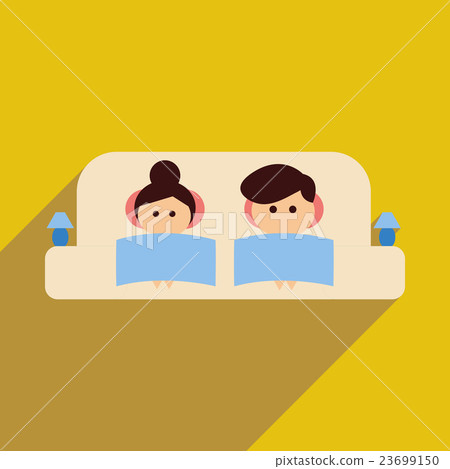 Flat web icon with long shadow man and woman couch-插圖素材 [23699150 ...