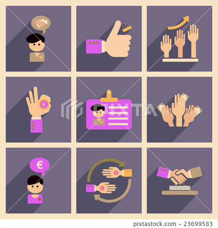 Concept of flat icons with long shadow economy - Stock Illustration ...