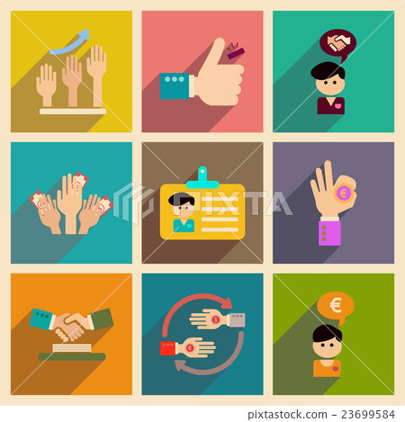 Concept of flat icons with long shadow economy - Stock Illustration ...