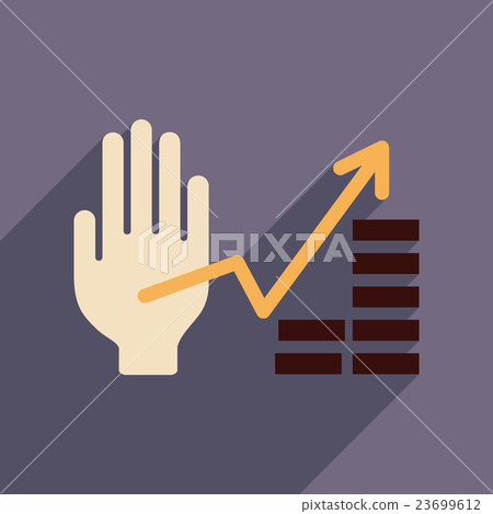Flat web icon with long shadow hand graph Flat web icon with long shadow hand graph 23699612
