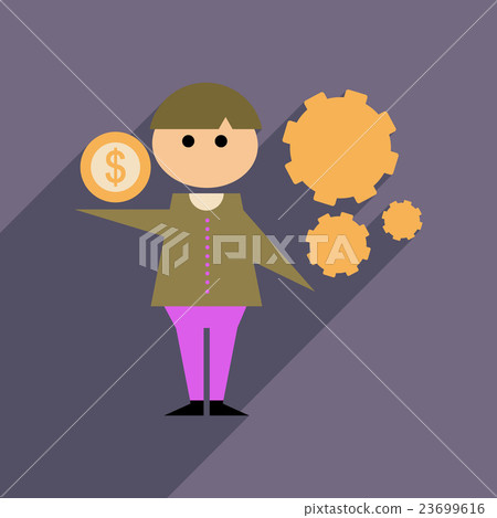 Flat web icon with long shadow businessman money Flat web icon with long shadow businessman money 23699616