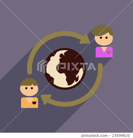 Flat web icon with long shadow businessman Earth Flat web icon with long shadow businessman Earth 23699620