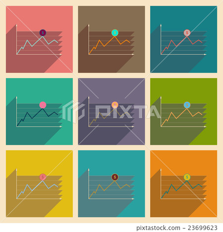 Concept of flat icons with long shadow financial Concept of flat icons with long shadow financial 23699623