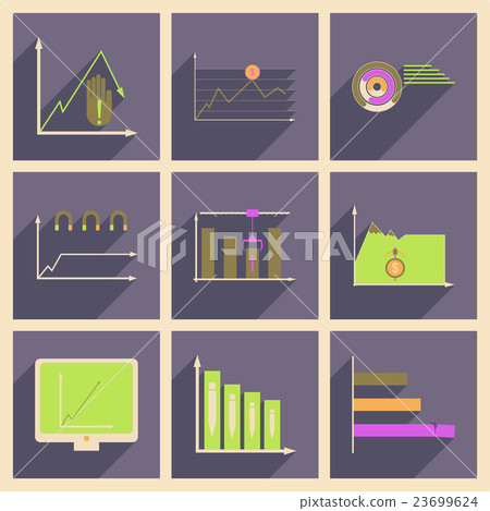 Concept of flat icons with long shadow-插圖素材 [23699624] - PIXTA圖庫