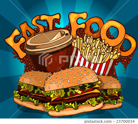 Vintage fast food background Vintage fast food background 23700034