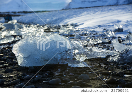 Ice blocks at glacier lagoon Jokulsarlon, Iceland 23700961