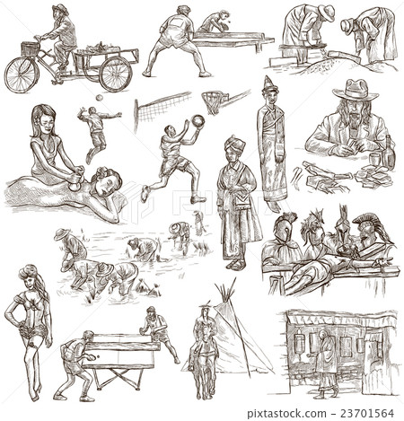 People. Freehands, hand drawn collection. Line art People. Freehands, hand drawn collection. Line art 23701564