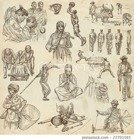 People. Freehands, hand drawn collection. Line art People. Freehands, hand drawn collection. Line art 23701565
