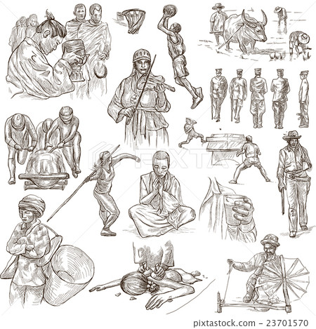 People. Freehands, hand drawn collection. Line art People. Freehands, hand drawn collection. Line art 23701570