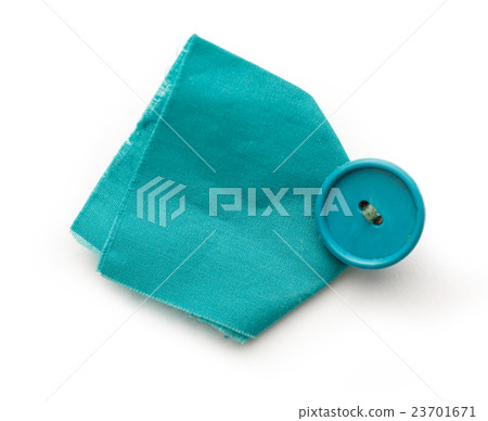 Piece of blue cloth with button 23701671