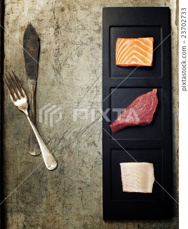 assortment of raw fish assortment of raw fish 23702733