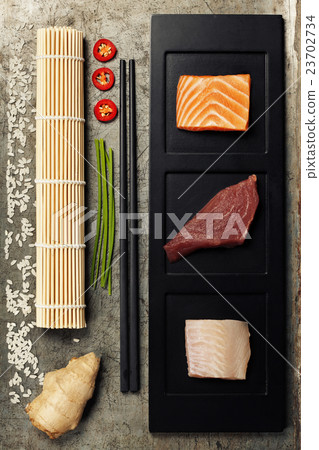 assortment of raw fish assortment of raw fish 23702734