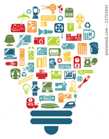 家用電子產品圖標燈泡 家用電子產品圖標燈泡 23703842