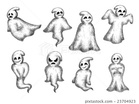 Halloween cartoon eerie white ghosts Halloween cartoon eerie white ghosts 23704923