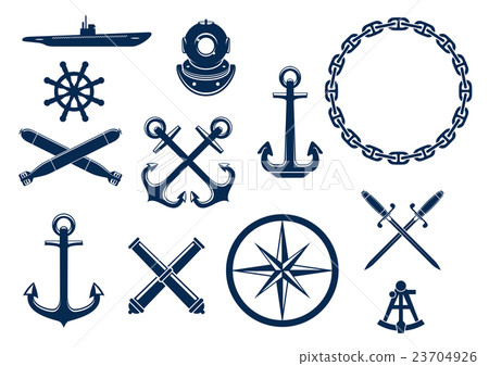 Marine and nautical icons set 23704926