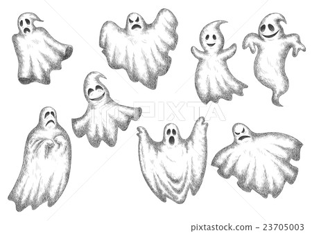 Halloween funny cartoon ghosts set 23705003