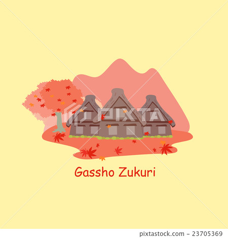 Gassho zukuri and maple Gassho zukuri and maple 23705369