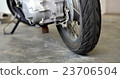 bottom up view of motorcycle's rear wheel 23706504