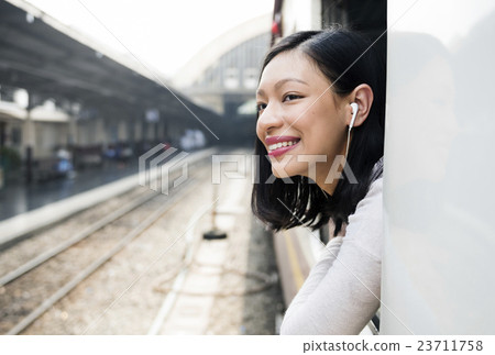 Train Waiting Arrival Departure Railway Station Concept 23711758
