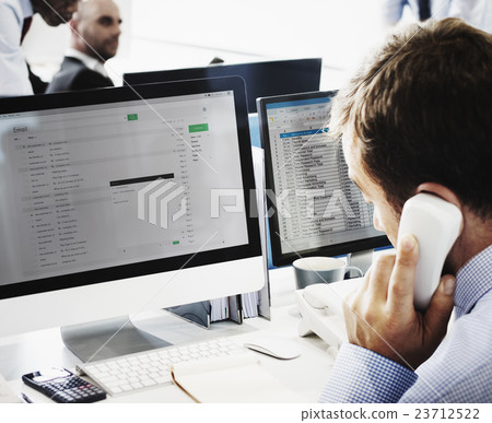 Businessman Using Telephone Corresopndence E-mail Concept Businessman Using Telephone Corresopndence E-mail Concept 23712522