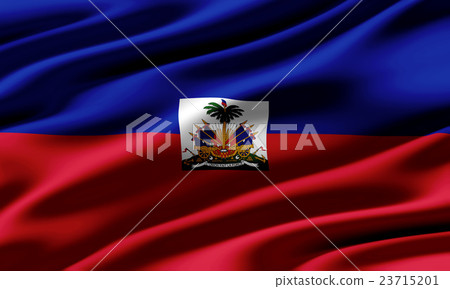 皺摺的海地國旗特寫紋理背景（高分辨率 3D CG 渲染∕著色插圖） 23715201