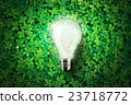 Glowing light bulb is on green grass background 23718772