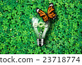 Glowing eco light bulb being on grass background 23718774