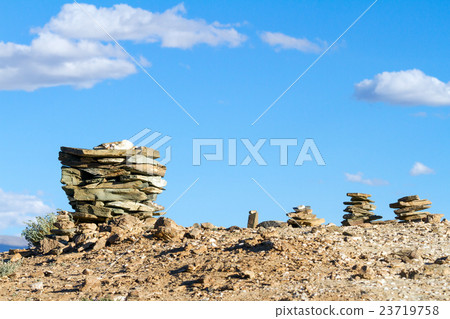 Buddhist stupas as stack of zen stones, Tso Moriri Buddhist stupas as stack of zen stones, Tso Moriri 23719758