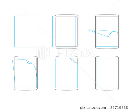 Set apply screen protector flat icons 23719888