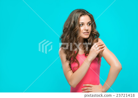 The young woman's portrait with happy emotions 23721418