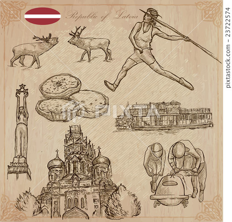 Latvia. Freehand vectors. Hand drawn collection. Latvia. Freehand vectors. Hand drawn collection. 23722574