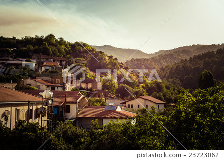 Colorful summer sunset at Kaliana village. Cyprus 23723062