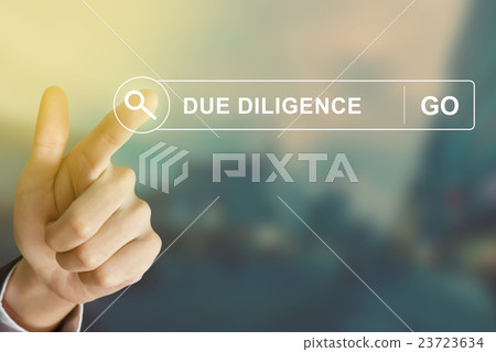 business hand clicking due diligence button business hand clicking due diligence button 23723634