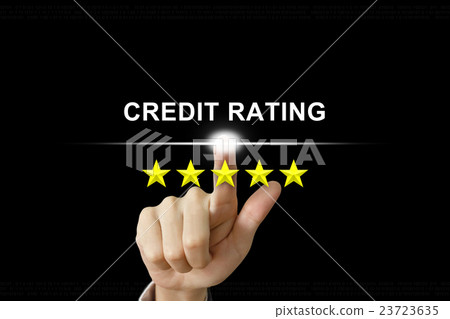 business hand pushing credit rating on screen 23723635