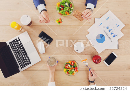 Healthy business lunch of couple together, top 23724224