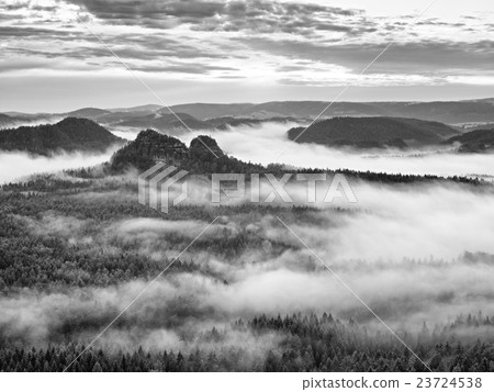 Misty morning after heavy rain in smoky mountains 23724538