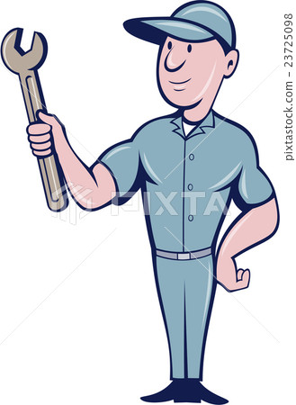 Handyman Holding Spanner Cartoon Handyman Holding Spanner Cartoon 23725098
