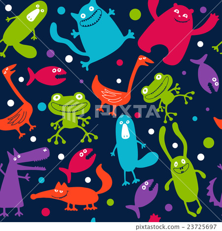 seamless pattern with monsters vector illustration 23725697