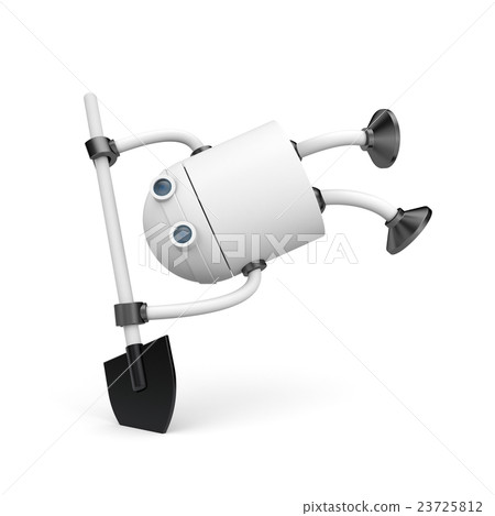 Robot with shovel. 3d illustration 23725812