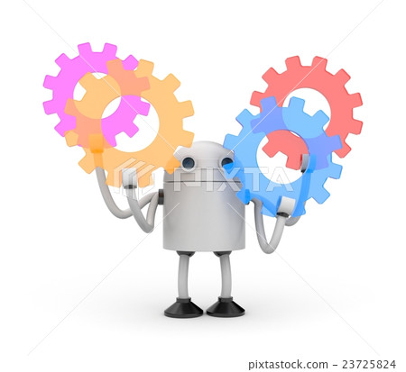 Robot with colorful gears. 3d illustration 23725824